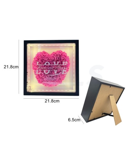 CUADRO DE ROSAS CON LUZ LED(FUSIA)