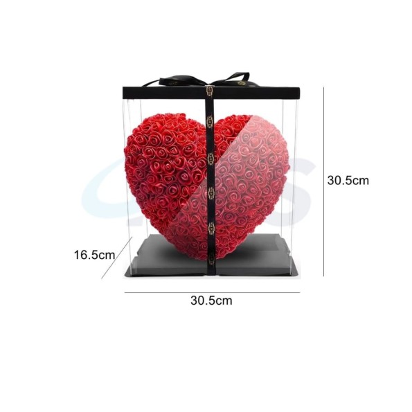 CORAZON ROSAS FOAM  CON LUCES 30,5CM