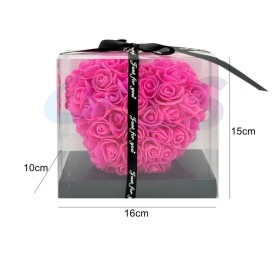 CORAZÓN DE ROSAS FUSIA 15 CM