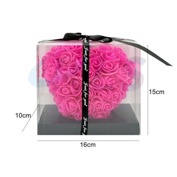 CORAZÓN DE ROSAS FUSIA 15 CM