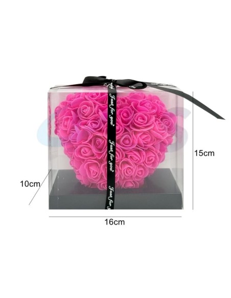 CORAZÓN DE ROSAS FUSIA 15 CM