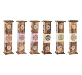 SOPORTE INCIENSO SET 10 MADERA 8X8X30 25CM MANDALA