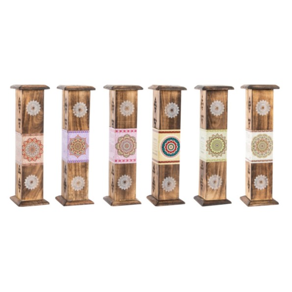 SOPORTE INCIENSO SET 10 MADERA 8X8X30 25CM MANDALA