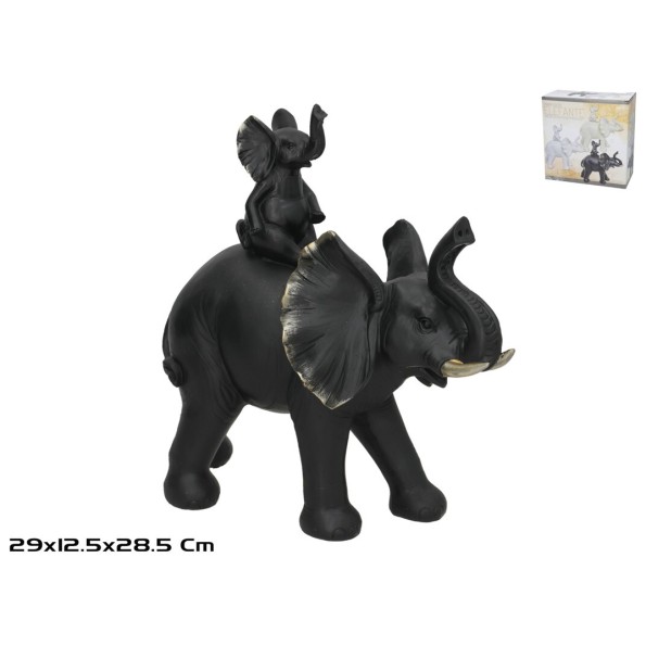 MAMA ELEFANTE Y BEBE 29X12.5X28.5CM NEGRO