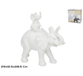 MAMA ELEFANTE Y BEBE 29X12.5X28.5CM BLANCO