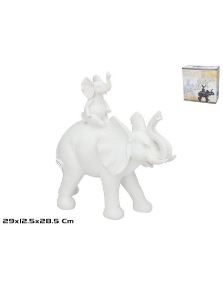 MAMA ELEFANTE Y BEBE 29X12.5X28.5CM BLANCO