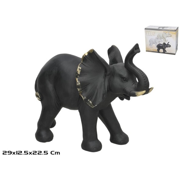 ELEFANTE FELIZ 29X12.5X22.5CM NEGRO