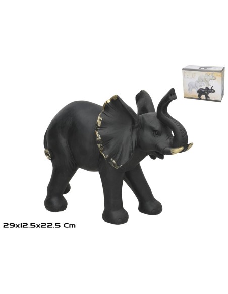 ELEFANTE FELIZ 29X12.5X22.5CM NEGRO