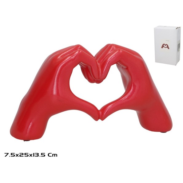 MANOS CORAZON 25X7.5X13.5CM ROJO