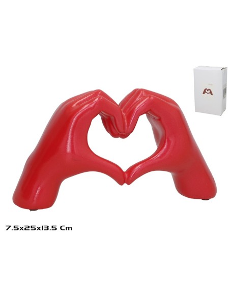 MANOS CORAZON 25X7.5X13.5CM ROJO