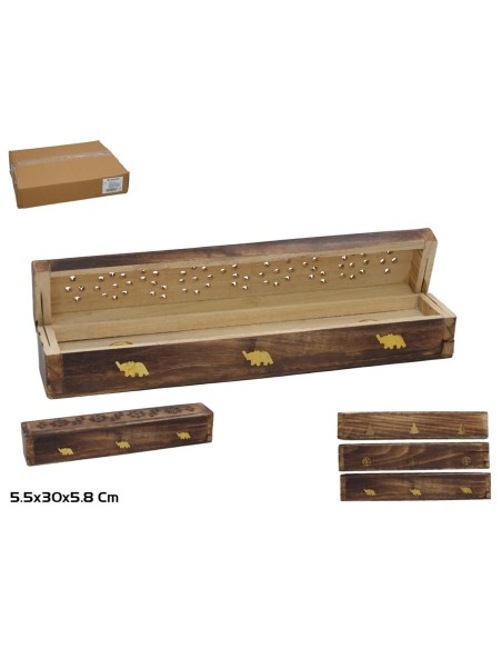 CAJA PORTA INCIENSOS 30X5,5X5,8CM 3 SURT. RANJEETA