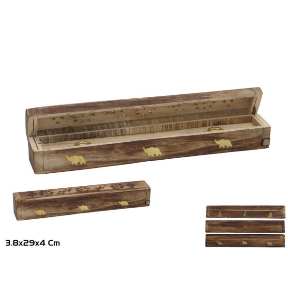 CAJA PORTA INCIENSOS 29X3,81X4 CM 3 SURT. AISHA