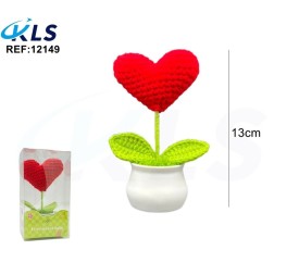 CORAZON DE HILO DECORATIVA EN MACETA