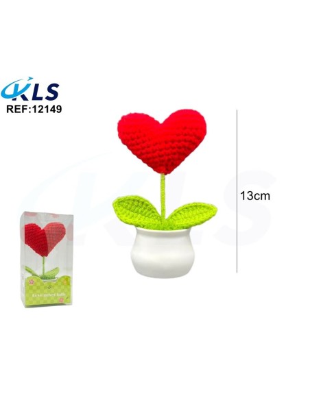 CORAZON DE HILO DECORATIVA EN MACETA