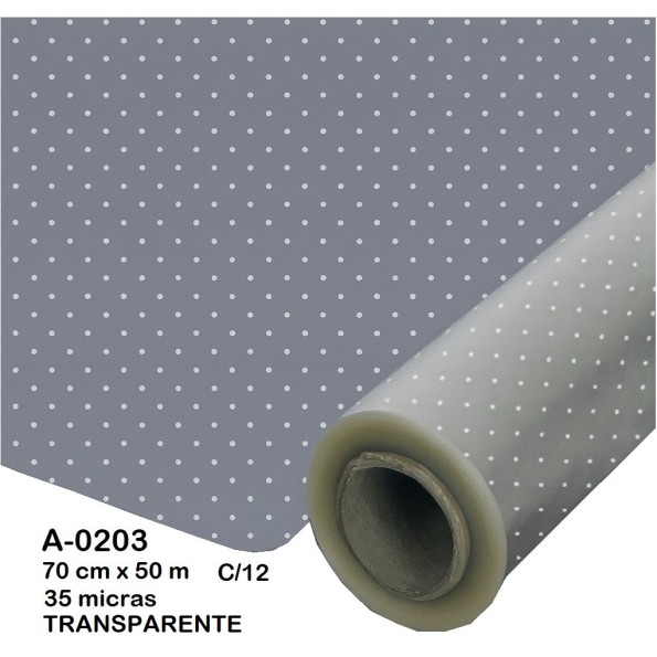 BOBINA POLIPROPILENO PUNTOS BLANCOS 70CMX50M