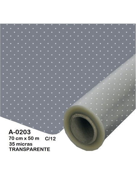 BOBINA POLIPROPILENO PUNTOS BLANCOS 70CMX50M