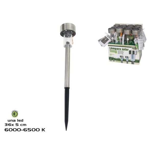 LÁMPARA SOLAR ACERO TONG 36.5X5.5CM