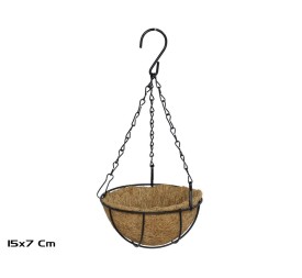 MACETERO COLGANTE DE COCO HIERRO 15X15X7CM