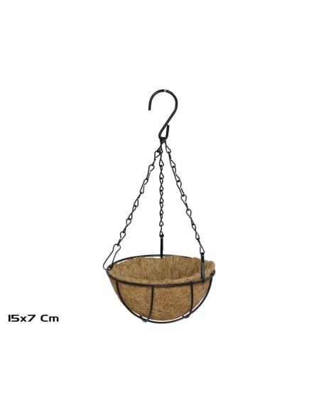 MACETERO COLGANTE DE COCO HIERRO 15X15X7CM