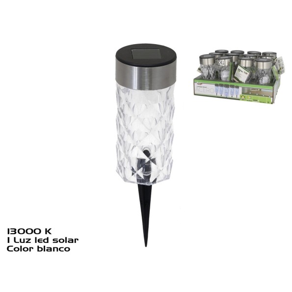 LAMPARA SOLAR ACERO 1LED 14X6,4X6,4 CM