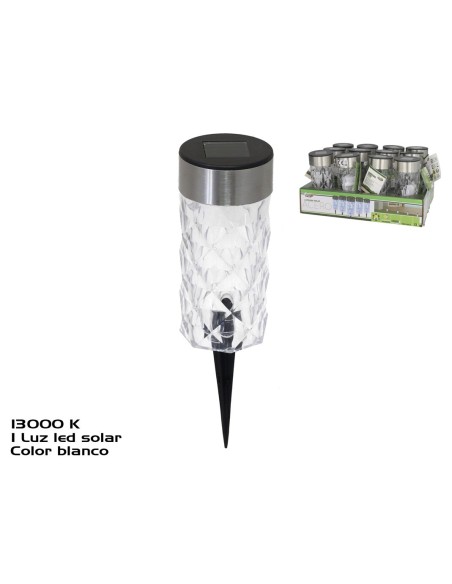 LAMPARA SOLAR ACERO 1LED 14X6,4X6,4 CM