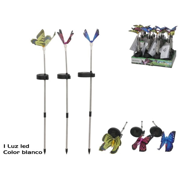 MARIPOSA C/LUZ SOLAR LED FRIA 17X11.5X58CM 3 SURT