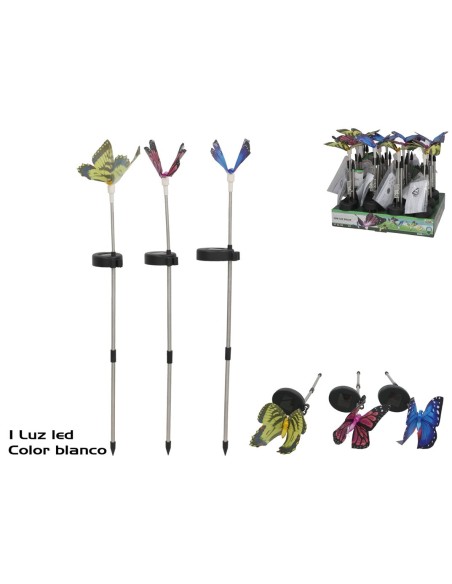MARIPOSA C/LUZ SOLAR LED FRIA 17X11.5X58CM 3 SURT