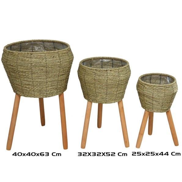 SET 3 MACETEROS NIUK C/PIE 36X36X62 CM