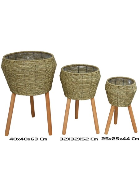 SET 3 MACETEROS NIUK C/PIE 36X36X62 CM