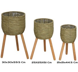 SET 3 MACETEROS NEKI C/PIE 30X30X59 CM