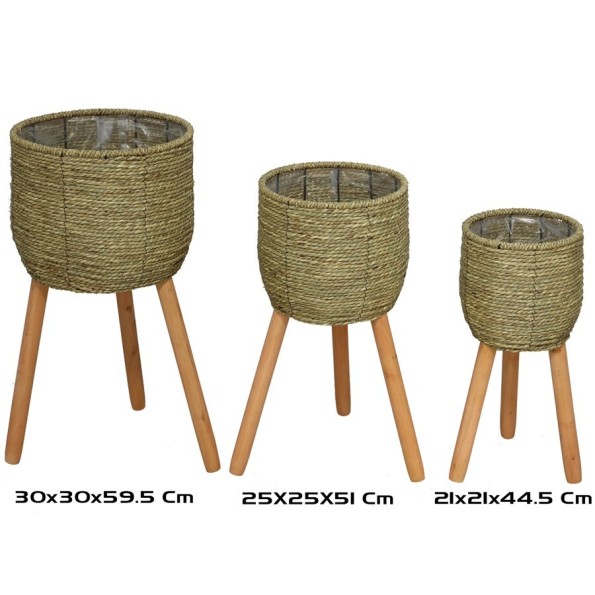 SET 3 MACETEROS NEKI C/PIE 30X30X59 CM