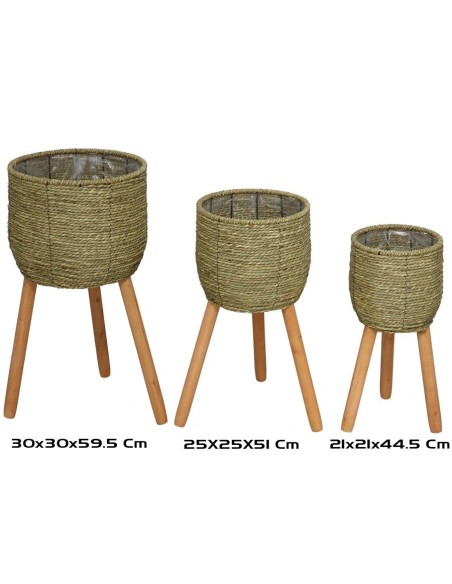 SET 3 MACETEROS NEKI C/PIE 30X30X59 CM