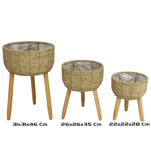 SET 3 MACETEROS C/PIE HANS 31X31X46 CM