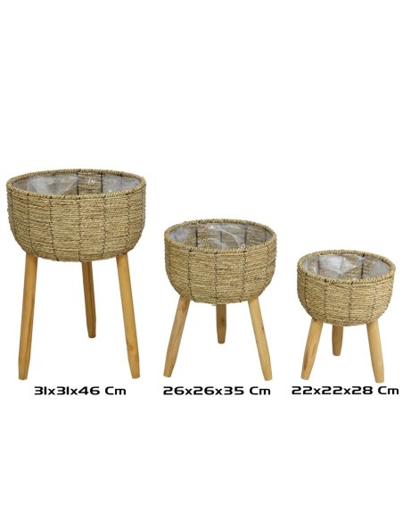 SET 3 MACETEROS C/PIE HANS 31X31X46 CM