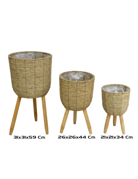 SET 3 MACETEROS C/PIE BERGEN 31X31X59 CM