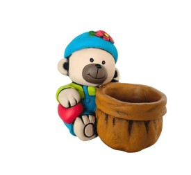 MACETERO OSITO PELUCHE CORAZON 19,5x15x16,9 cm.