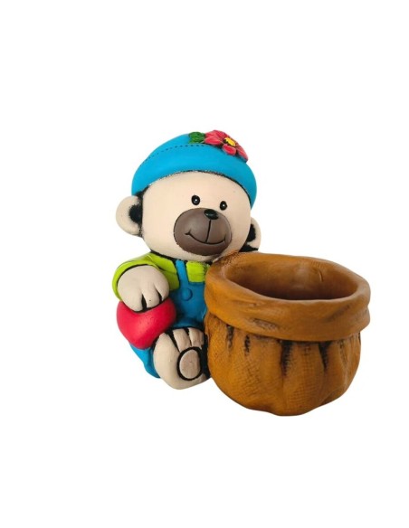 MACETERO OSITO PELUCHE CORAZON 19,5x15x16,9 cm.