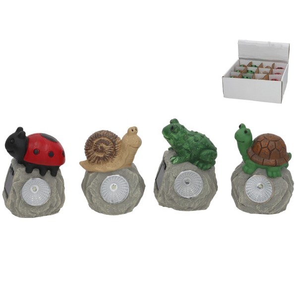 PIEDRA 4 SURT C/ANIMAL LUZ SOLAR LED 7,5X6,5X10,5 CM 6H