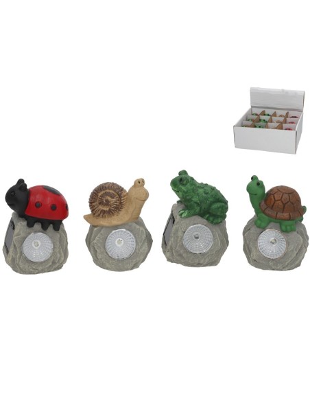 PIEDRA 4 SURT C/ANIMAL LUZ SOLAR LED 7,5X6,5X10,5