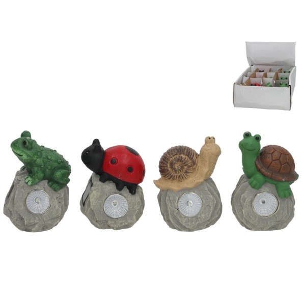 PIEDRA 4 SURT C/ANIMAL LUZ SOLAR LED 9,5X7X14 CM 6