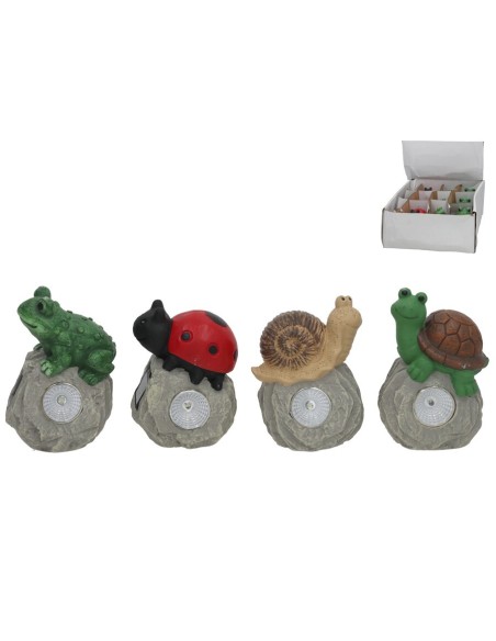 PIEDRA 4 SURT C/ANIMAL LUZ SOLAR LED 9,5X7X14 CM 6