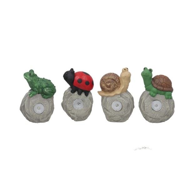 PIEDRA 4 SURT C/ANIMAL LUZ SOLAR LED 11,5X8,5X18 CM 6H