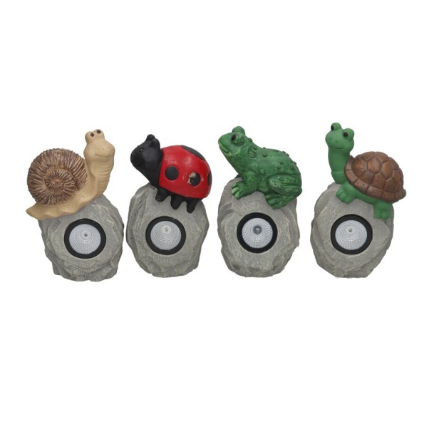 PIEDRA 4 SURT C/ANIMAL LUZ SOLAR LED 14X9,5X23 CM