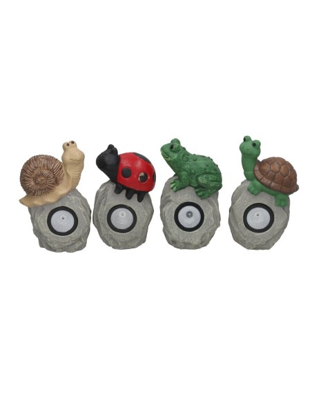 PIEDRA 4 SURT C/ANIMAL LUZ SOLAR LED 14X9,5X23 CM