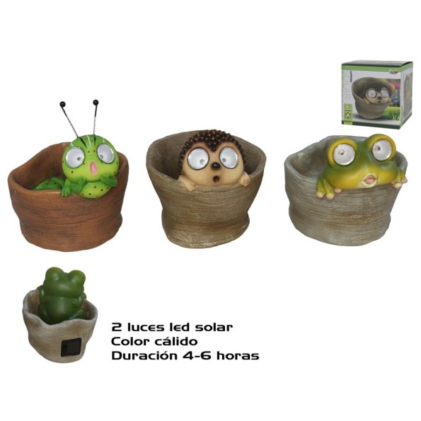 MACETERO ANIMALITOS C/LUZ SOLAR 3 SRT 14,5X14.5X14