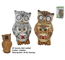 BUHO CON CRIA LUZ SOLAR DEC. 2 SRT 12X12X24 CM