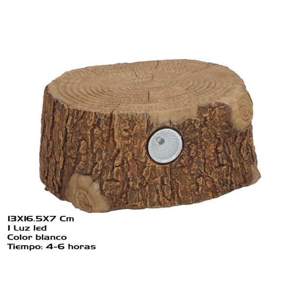 TRONCO DECO LUZ SOLAR LED 16,5X13X7 CM 6H