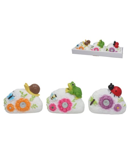 PIEDRA 3 SURT C/ BICHO LUZ SOLAR LED 16,5X6,5X13 C