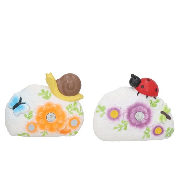 PIEDRA 2 SURT C/BICHO LUZ SOLAR LED 22,5X8X18.5 CM