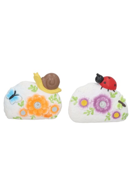 PIEDRA 2 SURT C/BICHO LUZ SOLAR LED 22,5X8X18.5 CM